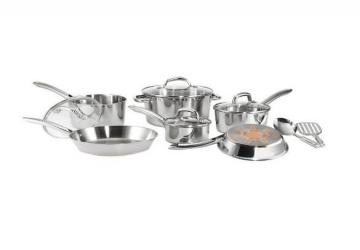 T-fal C836SC Ultimate Stainless Steel Copper Bottom Cookware 12-Pieces Set 